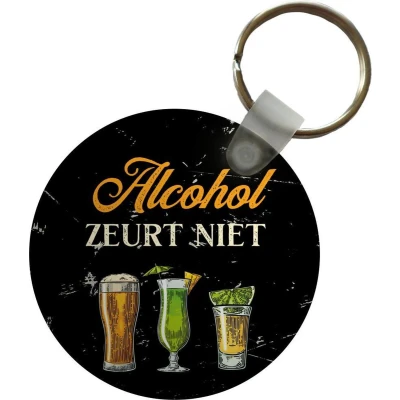 Afbeelding van Sleutelhanger Alcohol Drank Glazen Plastic Rond Uitdeelcadeautjes Vaderdag cadeau Geschenk Cadeautje voor hem Tip Mannen