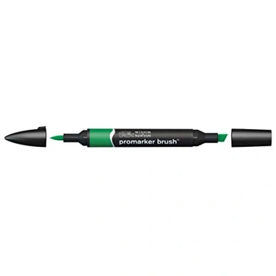 Afbeelding van Winsor &amp; Newton 0204228 Promarker Brush voor tekeningen, kalligrafie, ontwerp en lay outs, streeploos tekenen met beitel penseelpunt Lush Green