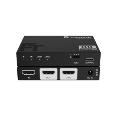 Afbeelding van FeinTech SP210 HDMI 2.1 Splitter 1 in 2 Out 4K 120Hz 8K VRR ALLM, verdeler met downscaler voor monitoren tegelijkertijd, CEC Pass, HDCP 2.3, HDR, Dolby Vision