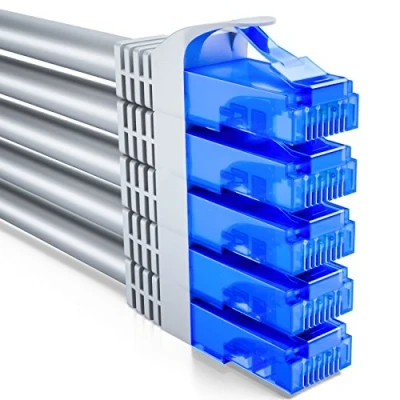 Afbeelding van deleyCON 5x 2m CAT6 Netwerkkabelset U UTP RJ45 CAT 6 LAN Kabel Patchkabel Ethernetkabel DSL Switch Router Modem Repeater Patchpanel Grijs