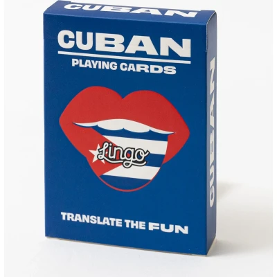 Afbeelding van Lingo Cubaanse speelkaarten playingcards talen Leren Cuban jong en oud woordenschat Leer op een leuke gemakkelijke manier 52 essentiële vertalingen reizen spelen