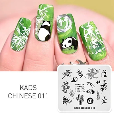 Afbeelding van KADS Nail Art Stempelen Platen Dier Panda Bamboe Patroon Chinese Stijl Sjablonen Manicure Print Afbeelding Templates (CN011)