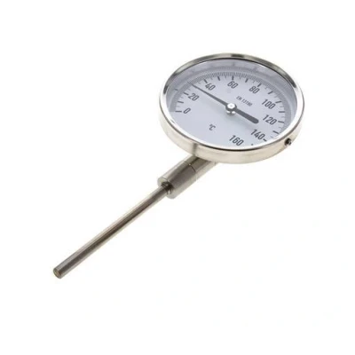 Afbeelding van 0 tot +160C RVS Bimetalen Thermometer 100mm Behuizing Dompelbuis Onderaansluiting TBLUSH 160 100