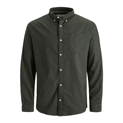 Afbeelding van Mann JACK &amp; JONES Effen Grote Maten Hemd Basis Lange Mouw Shirt Uni Zakelijk JJEOXFORD, Colour:Green, Size:8XL