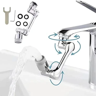 Afbeelding van KKNE 1080 draaibare tap aerator, extender, extensie bevestiging met 2 spuitfuncties, roterende kraanverlenger, universele splash kraanspray, geschikt voor keuken badkamer