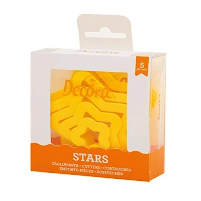 Afbeelding van 0255312 DECORA uitsteekset ster, 5 delig 2,2 3,9 5,6 8,19,9 H cm
