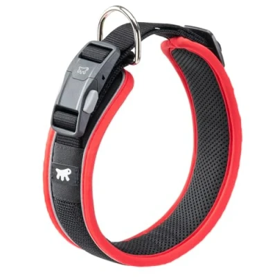 Afbeelding van Ferplast Hondenhalsband GENIUS C25/65, reflecterend, ademend, verstelbaar, snelsluiting, magnetische sluiting, halsband voor grote honden, zachte voering, rood
