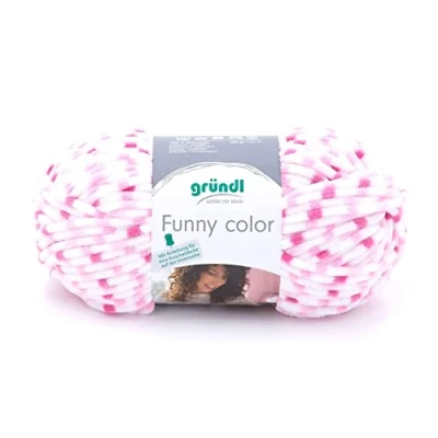 Afbeelding van Gründl Funny color (fluweelachtig chenille brei en haakgaren van 100% polyester, 100 g/120 m, naalddikte: 5 6, 1 x g), fuchsia pink colour