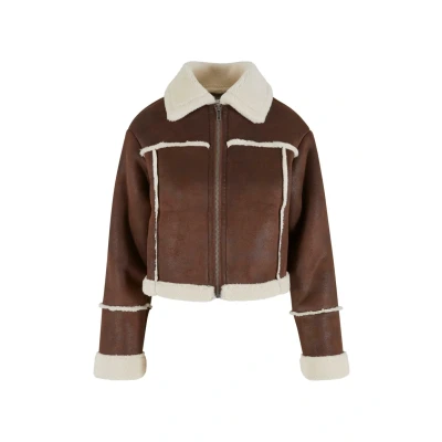 Afbeelding van Urban Classics Imitatieleren jas, Dames, Maat: Small, Brown whitesand