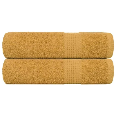 Afbeelding van vidaXL Badhanddoeken 2 st 100x150 cm 360 g/m² 100% katoen goudkleurig