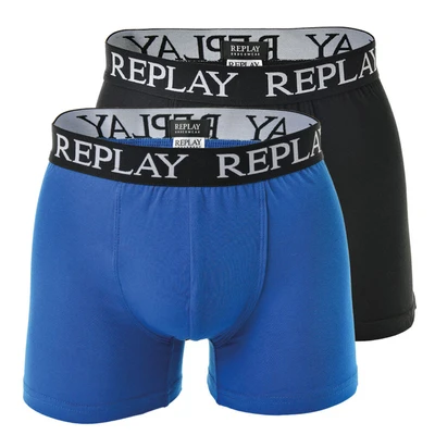 Afbeelding van Replay Boxer Style 01/C Basic CUFF LOGO 2PCS BOX Onderbroeken, Heren, Maat: Large, Turquoise/black
