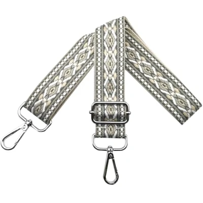 Afbeelding van Verstelbare schouderriem voor tassen dames, draagriem, tasriem om te wisselen, breed 3,8 cm, met zilveren karabijnhaak, schoudertas, handtassen, grijs, N10