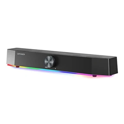 Afbeelding van LEFANDI Computerluidspreker, stereo soundbar, Bluetooth 5.0, met RGB verlichting, Thorne computerboxen, luidsprekers LED stroomvoorziening via USB, 10W, pc/laptop, zwart
