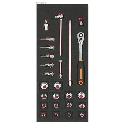 Afbeelding van Bahco Foaminlay Fit&amp;Go 1/3 met doppen en toebehoren 3/8&quot; 25 delig FF1E2102