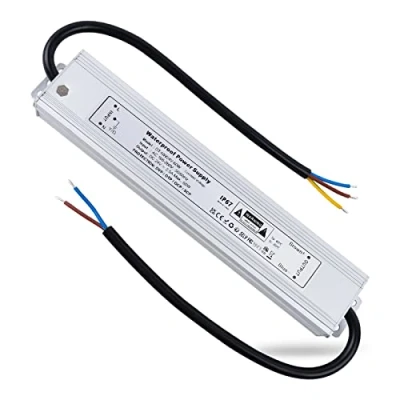 Afbeelding van REYLAX LED Transformator 24V Waterdicht IP67, Buitenshuis Voeding Driver 60W 2.5A, Transformatoren 230V naar DC Laagspanningstransformator, Geschikt voor Ledstrips, Lampen, G4 MR11 MR16 Ledlamp