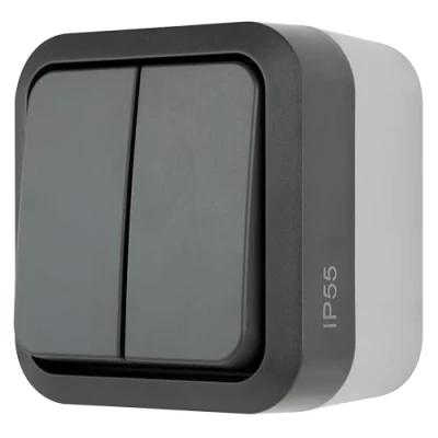 Afbeelding van REV AquaStorm, serieschakelaar, lichtschakelaar voor vochtige ruimtes, IP55, eenpolig, opbouw, 230 V, 10 A, antraciet
