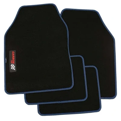 Afbeelding van PETEX Carbon Autotapijt Universal 4 delig zwart/blauw