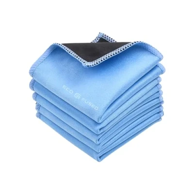 Afbeelding van Eco Fused Microvezel reinigingsdoeken 5 Pack Dubbelzijdige en suède doek voor smartphones, lcd tv, tablets, laptopschermen, cameralenzen andere gevoelige oppervlakken … (5 ‎16,76 x 15,75 cm (Blauw))