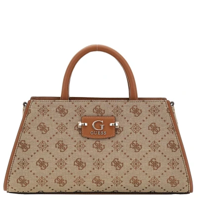 Afbeelding van GUESS handtas schoudertas Neda Girlfriend Satchel Latte Logo beige