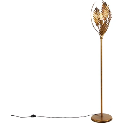Afbeelding van QAZQA Vintage vloerlamp goud Botanica