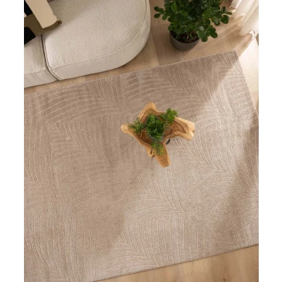 Afbeelding van Scandinavisch Tapijt/Vloerkleed Contour Leaf Beige 80x150 Cm