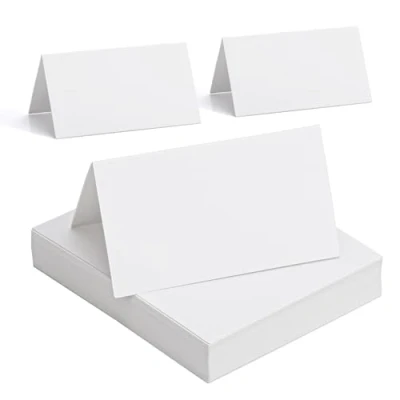 Afbeelding van MumdoYAL 50 stuks lege tafelkaarten voor bruiloft, verjaardag, tafelkaarten, plaatskaarten, communie, doop, doopkaarten