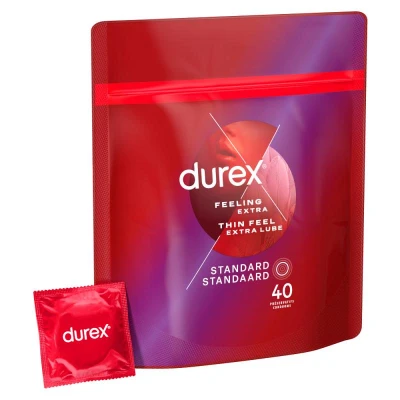 Afbeelding van 2x Durex Condooms Thin Feel met Extra Glijmiddel 40 stuks