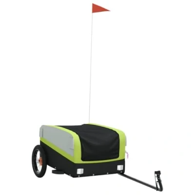 Afbeelding van vidaXL Fietstrailer 30 kg ijzer zwart en groen