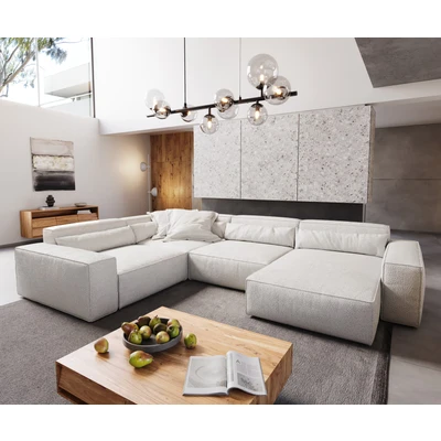 Afbeelding van Woonkamerlandschap Sirpio XL 360x260 cm Bouclee crème wit recamiere variabele