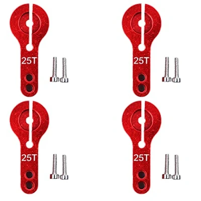 Afbeelding van CENPEK 4 Stks 25T Aluminium Servo Hoorns M3 Draden Metalen Stuurarm voor RC Auto Truck Buggy Vliegtuig Rood