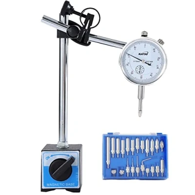 Afbeelding van Katsu DTI 40111965 Meetklok, 0 10 mm, met magnetische voet en 22 delige weergavepuntset, zeer nauwkeurig meetgereedschap