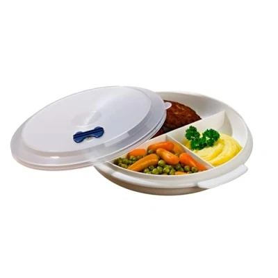 Afbeelding van 3 PAGEN® Magnetronbord met onderverdelingen en deksel, zachte verwarming van gerechten, kunststof, vaatwasmachinebestendig, diameter 21 cm