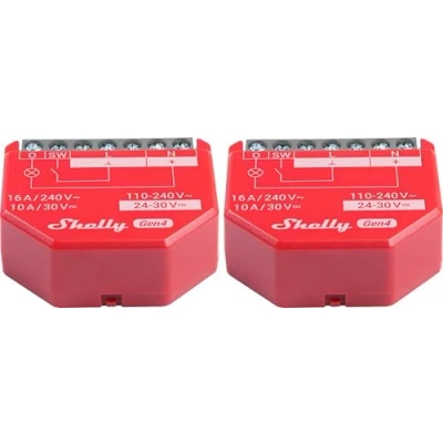 Afbeelding van SHELLY Relais 1PM Gen4, 16A, wifi, Bluetooth, rood, 2 stuks