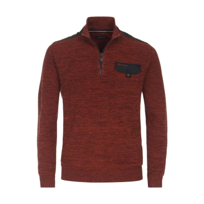 Afbeelding van Casa Moda Casual Regular Fit Half Zip Sweater rood, Effen