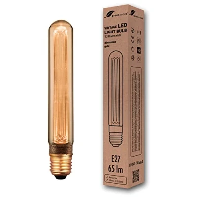Afbeelding van greenandco® dimbare Vintage Design LED lamp in retro stijl voor sfeerverlichting E27 T30 Edison lamp, 2,3W 65lm 1800K extra warm wit 320 230V flikkervrij