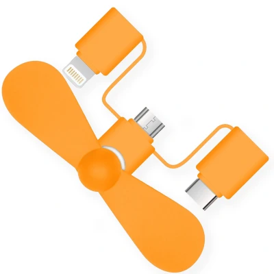 Afbeelding van iMoshion 3 in 1 smartphone ventilator Lightning, USB C &amp; Micro Oranje