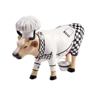 Afbeelding van CowParade Beeld Chef Cow Koe Medium Zwart Wit 15x5x11,5cm