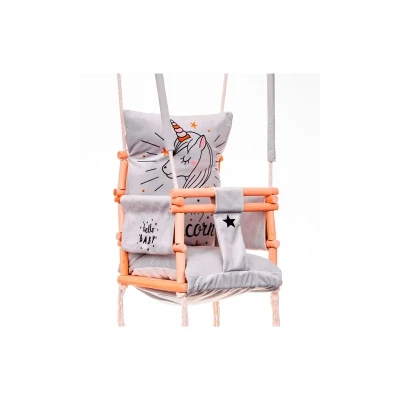 Afbeelding van Luxe houten 3 in 1 handgemaakte unicorn meegroei baby schommel en kinder