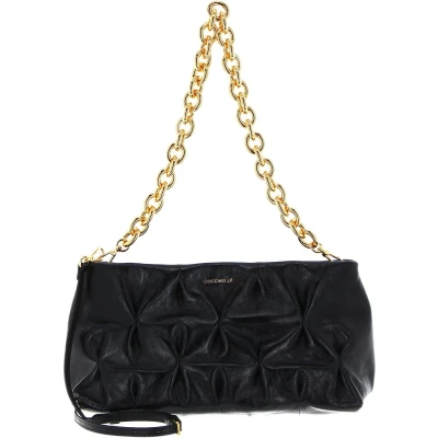 Afbeelding van COCCINELLE Leren Schoudertas Ophelie Goodie Rock Handbag Craquele Leather Noir Zwart