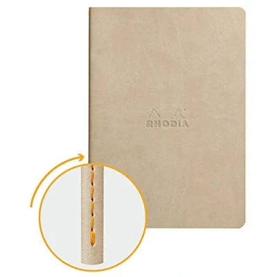 Afbeelding van Clairefontaine Rhodiama notitieboek textiel Punt (kleine punten) Beige