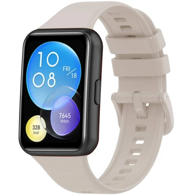 Afbeelding van Siliconen bandje voor de Huawei Watch Fit 2 Beige iMoshion En TPU (zacht)