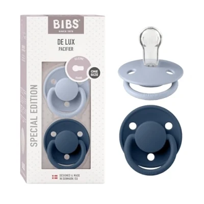 Afbeelding van BIBS® Fopspeen De Lux Dusty Blauw &amp; Steel 0 36 maanden, 2 stuks.