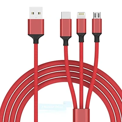 Afbeelding van MTAKYI Multifunctionele USB Kabel 3m Nylon 3 in 1 Universele Oplaadkabel Micro Type C Voor iPhone 13 12 11 XR XS 8 7 Android Galaxy S10 S9 S8, Huawei, Xiaomi, Sony, LG, Kindle