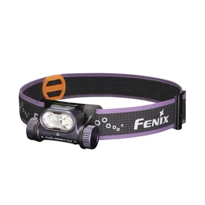 Afbeelding van fenix HM65R T v2.0 Donkerpaars, oplaadbare lichtgewicht hardloop en buitenhoofdzaklamp 1600 lumen 170 m 300 uur max bidirectionele verstelbare sporthoofdband witte warmwitte balken