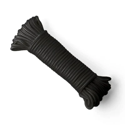 Afbeelding van SNURO Gevlochten nylon Touw (6mm, 20M) Slijtvast koord in sterke zwarte polyamide Paracord met zeer hoge breeksterktes
