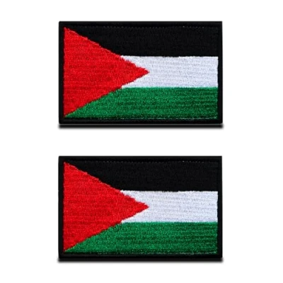 Afbeelding van Palestijnse vlag patch Tactisch Palestijns nationaal embleem, geborduurde met haak en lus, militaire banden voor rugzakken, kleding, tassen, uniform, vest, jersey, 2 stuks