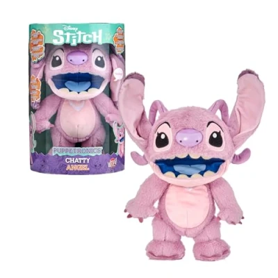 Afbeelding van Disney Lilo &amp; Stitch Real FX Chatty Angel Puppetronic Vissen pluche dier, interactief dier met marionet, 100+ mobiel, vanaf 6 jaar, beroemd (RE003000)