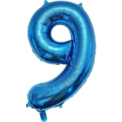 Afbeelding van ballon voor verjaardag, 9 jaar, blauw, 101 cm getal blauw decoratie verjaardag jaar party vliegt dankzij helium ...