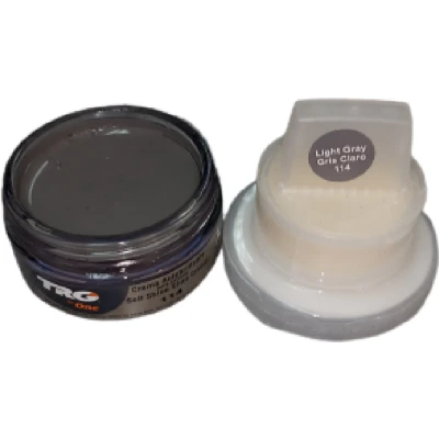 Afbeelding van TRG schoencrème met bijenwas licht grijs bijhorende spons 50 ml