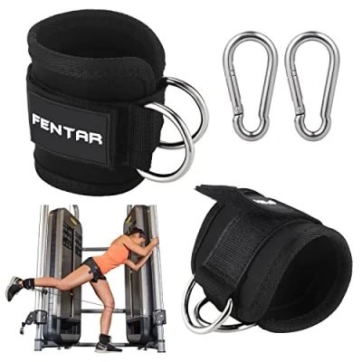 Afbeelding van Fentar 2 verstelbare enkelbanden voor kabelmachine, comfortabele trainingsenkelband, trainingsenkelbanden met twee D ringen, enkelband kabelmachines, trainen benen kabelmachine